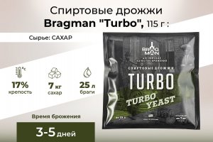 Спиртовые дрожжи Bragman "Turbo", 115 г